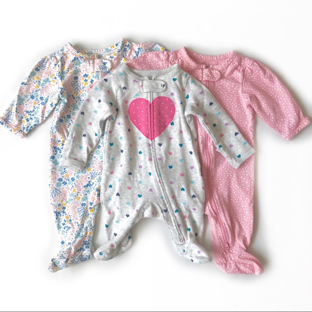 (w/Bonus!) CARTERS Double Zipper Footies x3